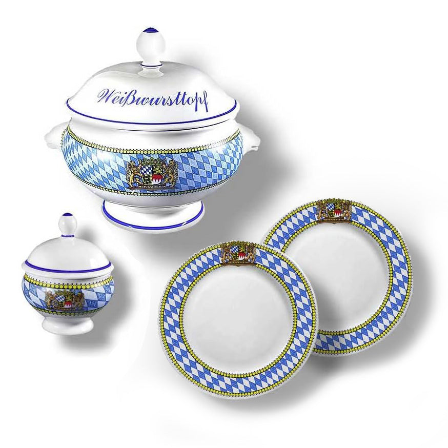 4-teiliges Bayerisches Weißwurst-Set mit mit 2,75 L Terrine