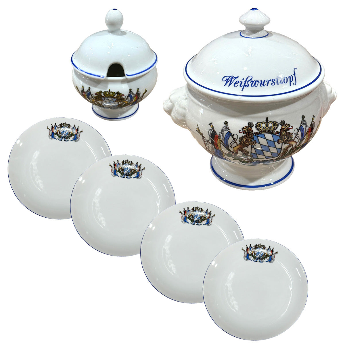 6-teiliges Bayerisches Weißwurst-Set mit Wappen